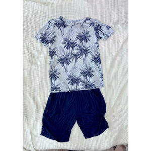 Boys Posh Peanut Bamboo Blue White Palm Tree Daywear Set Size 10 PLAY